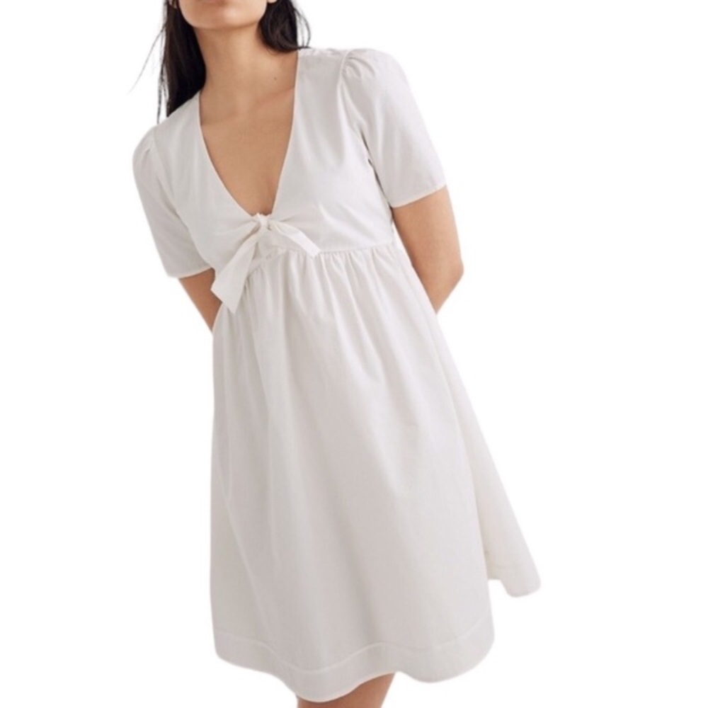 Madewell tie-front white poplin dress size 2 NWOT